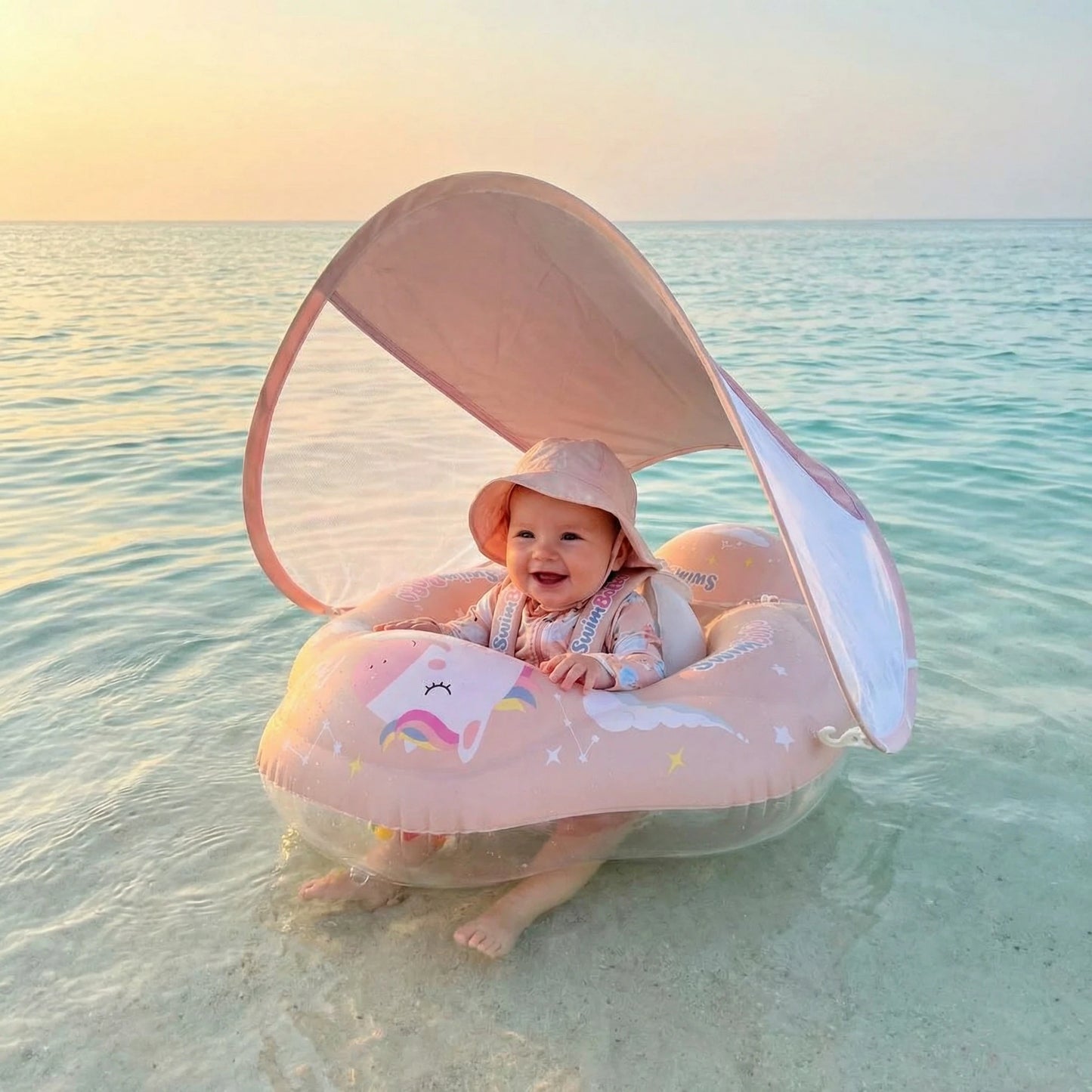 Bouée Licorne avec Protection Solaire Intégrée