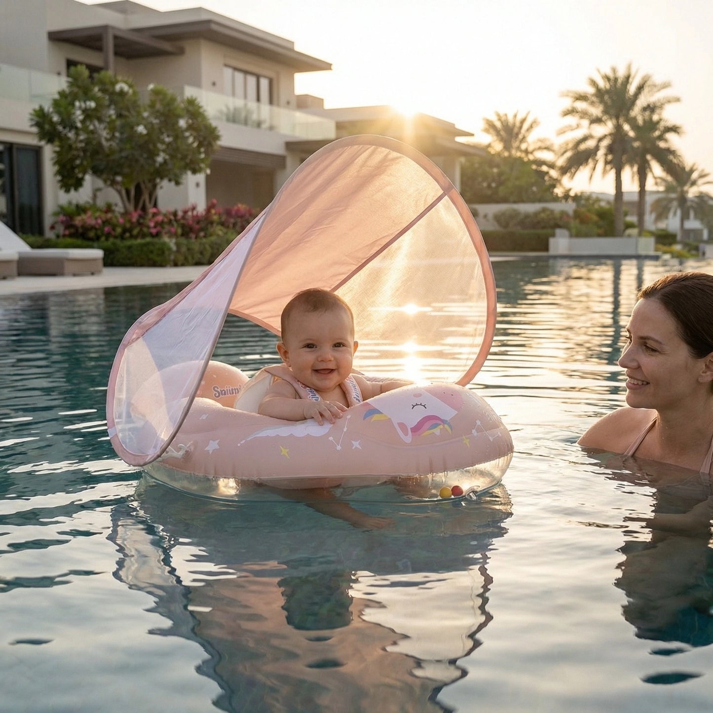 Bouée Licorne avec Protection Solaire Intégrée