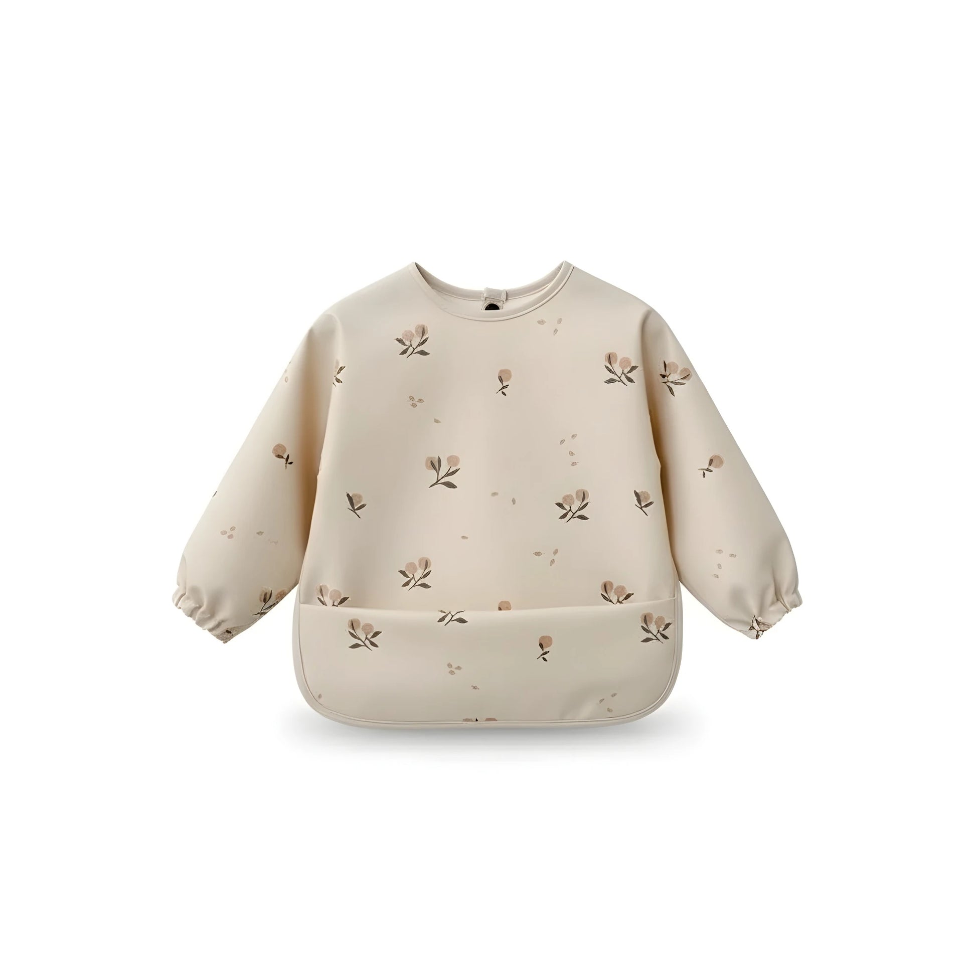 Bavoir manches longue motif fleuri vue de face