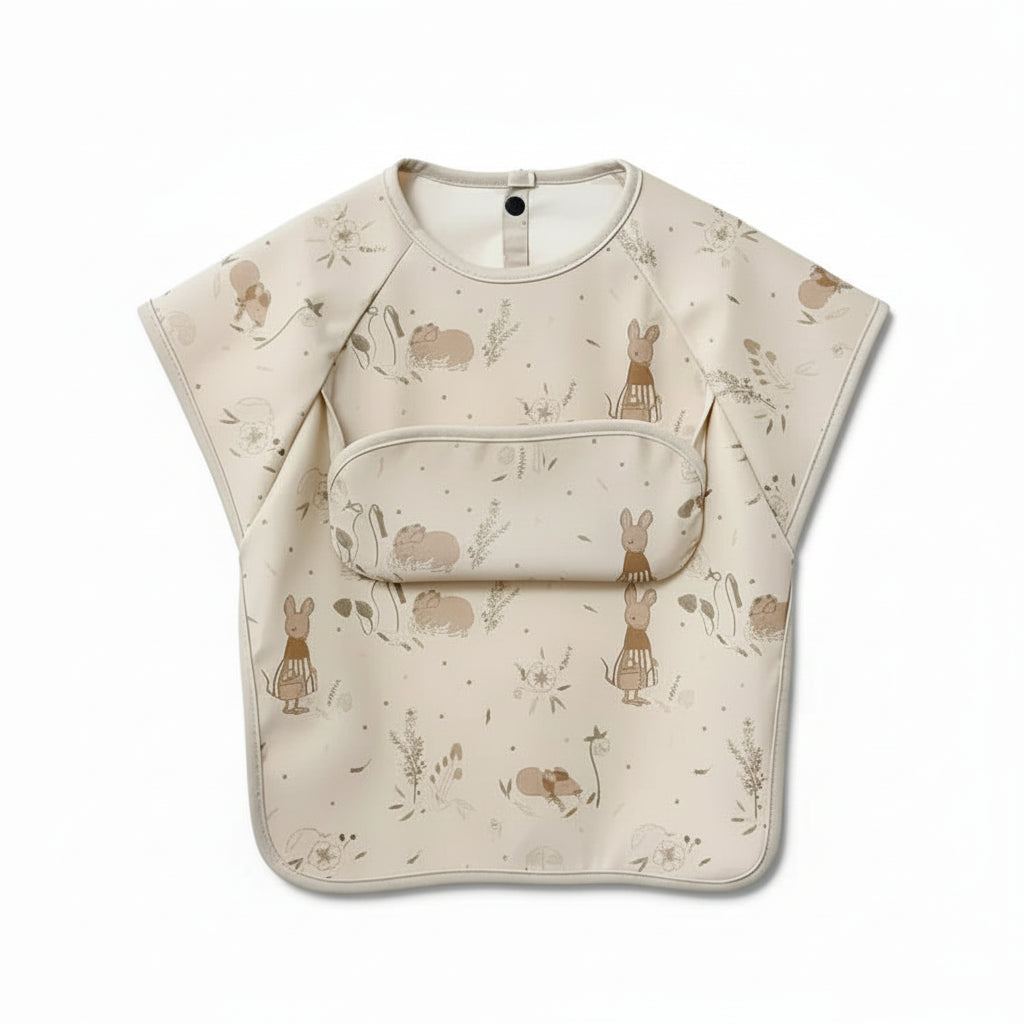 bavoir motif souris et lapins vue de face