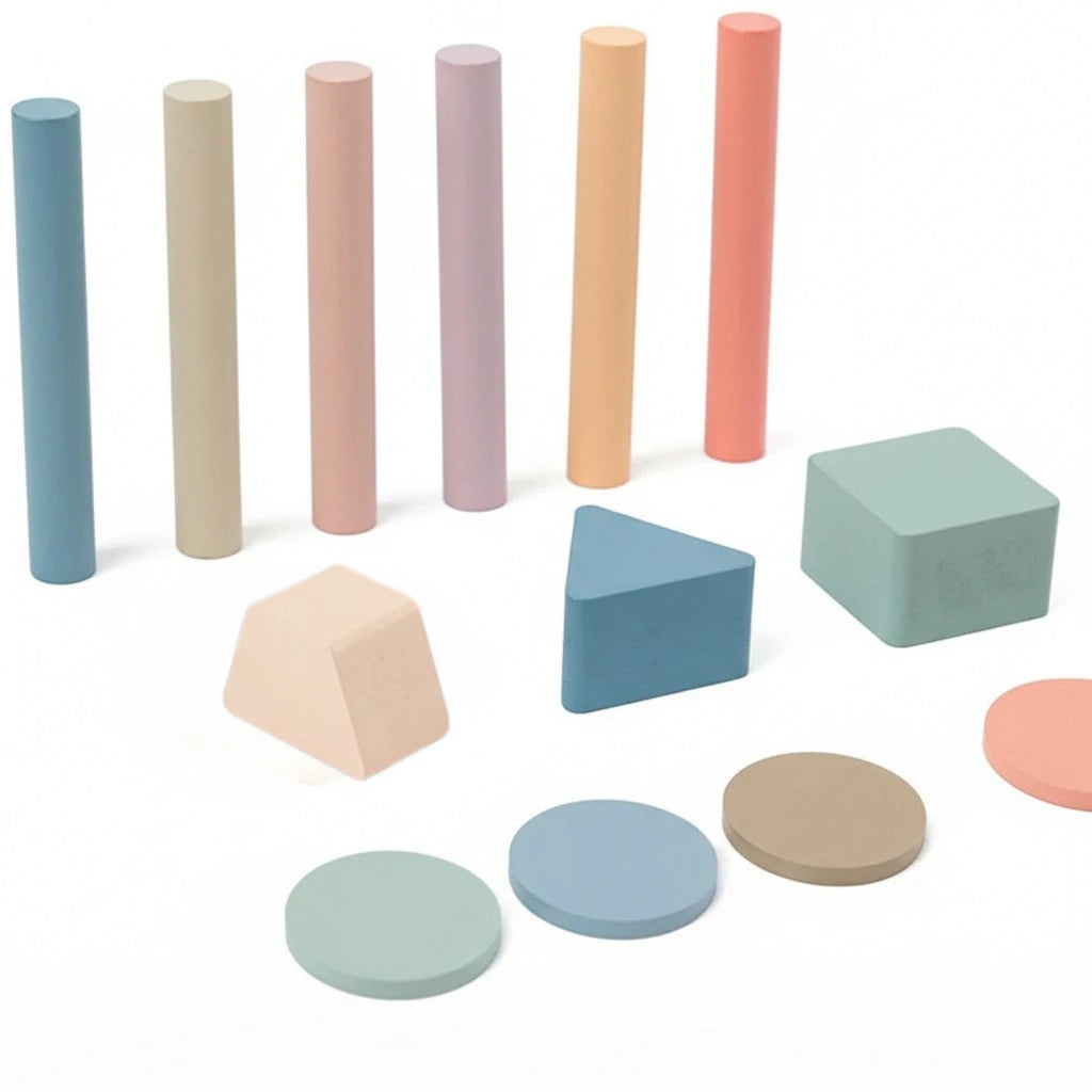 Formes et bâtonnets en bois pastel jouet Montessori bébé Boobo