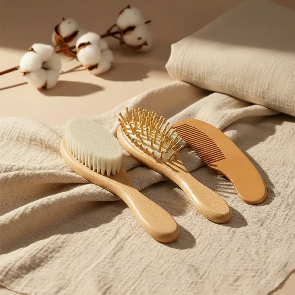 brosses bébé sur un lange