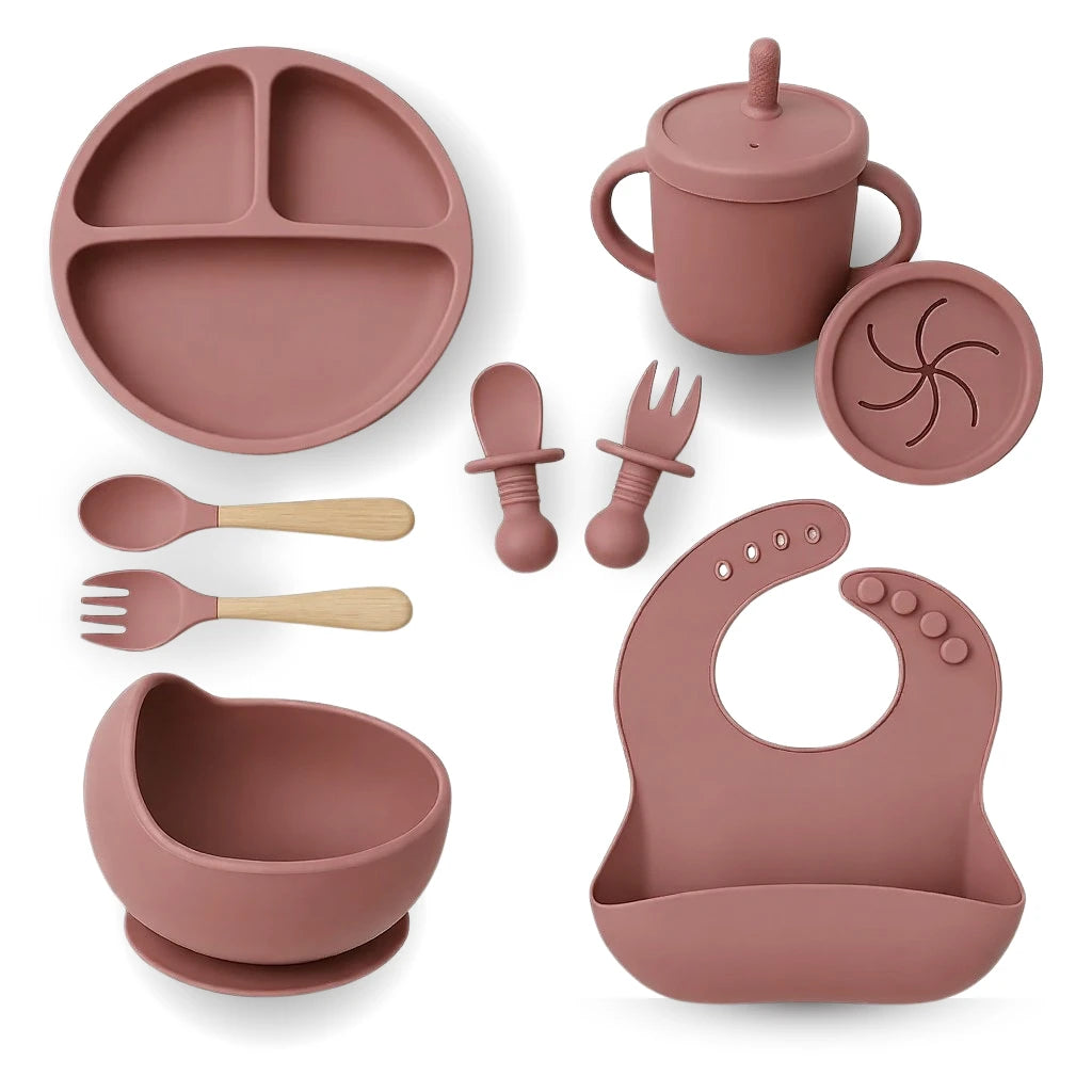 Coffret repas 9 articles rose