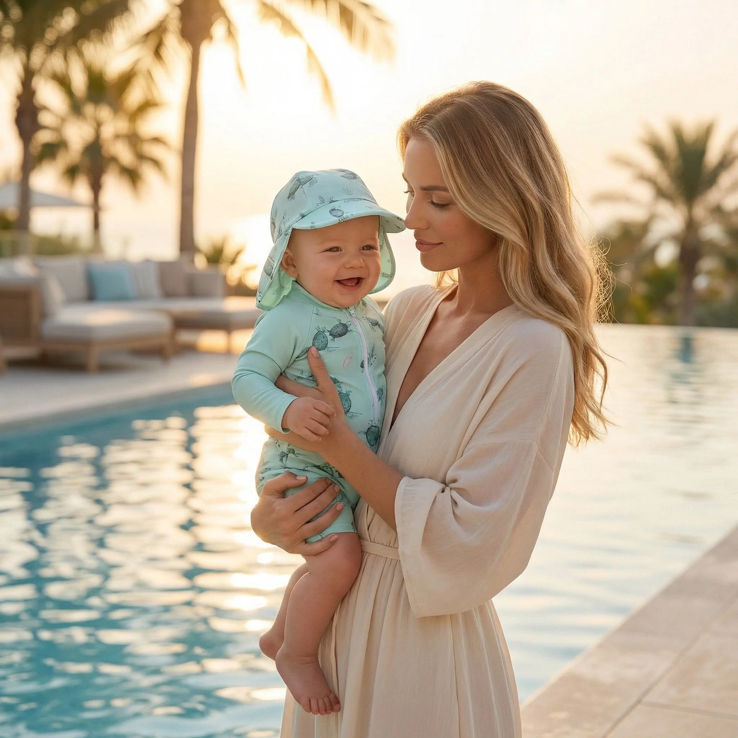 Combinaison Anti-UV Bébé + Chapeau Assorti – Protection Soleil UPF50+