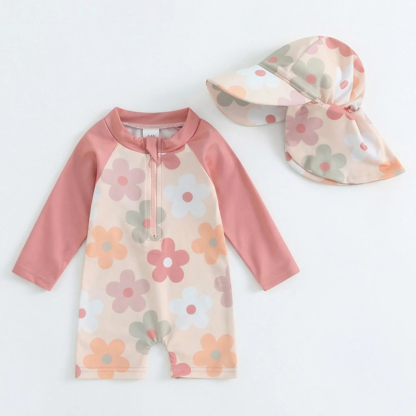 Combinaison Anti-UV Bébé + Chapeau Assorti – Protection Soleil UPF50+