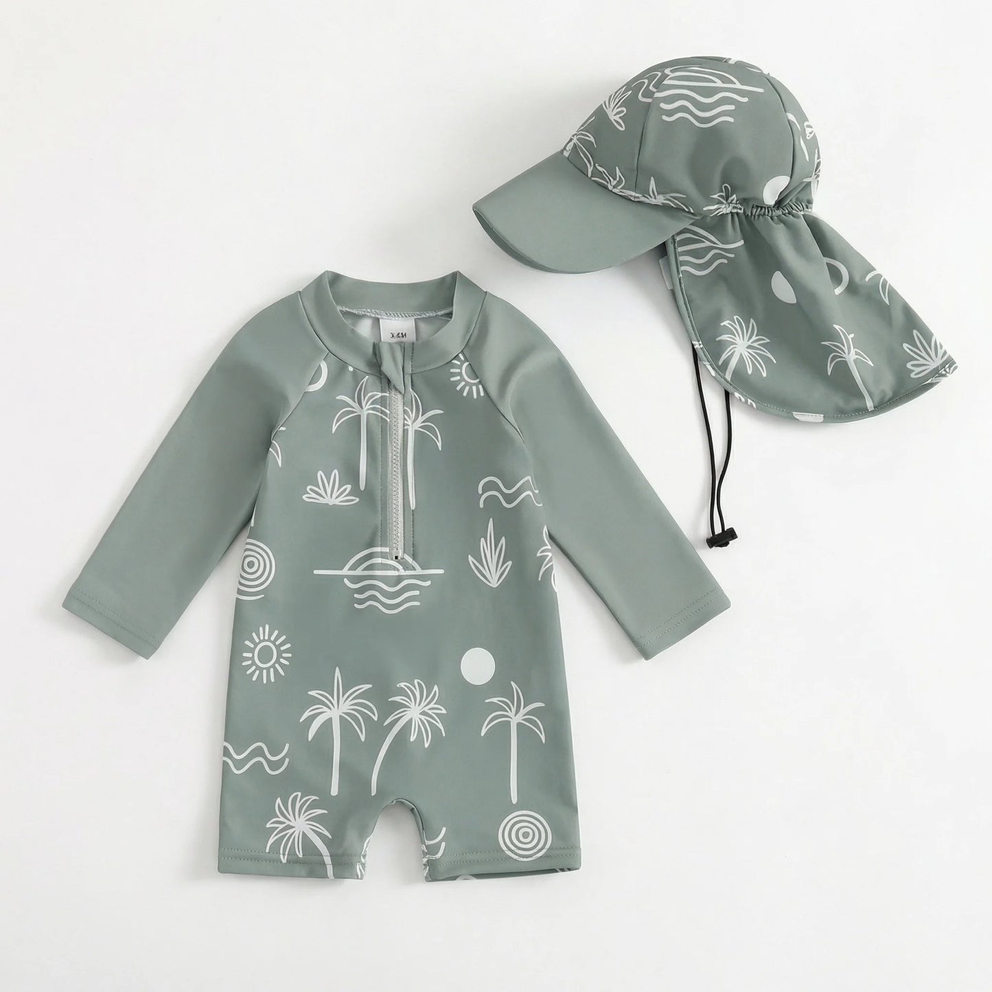 Combinaison Anti-UV Bébé + Chapeau Assorti – Protection Soleil UPF50+