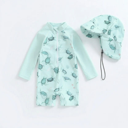 Combinaison Anti-UV Bébé + Chapeau Assorti – Protection Soleil UPF50+