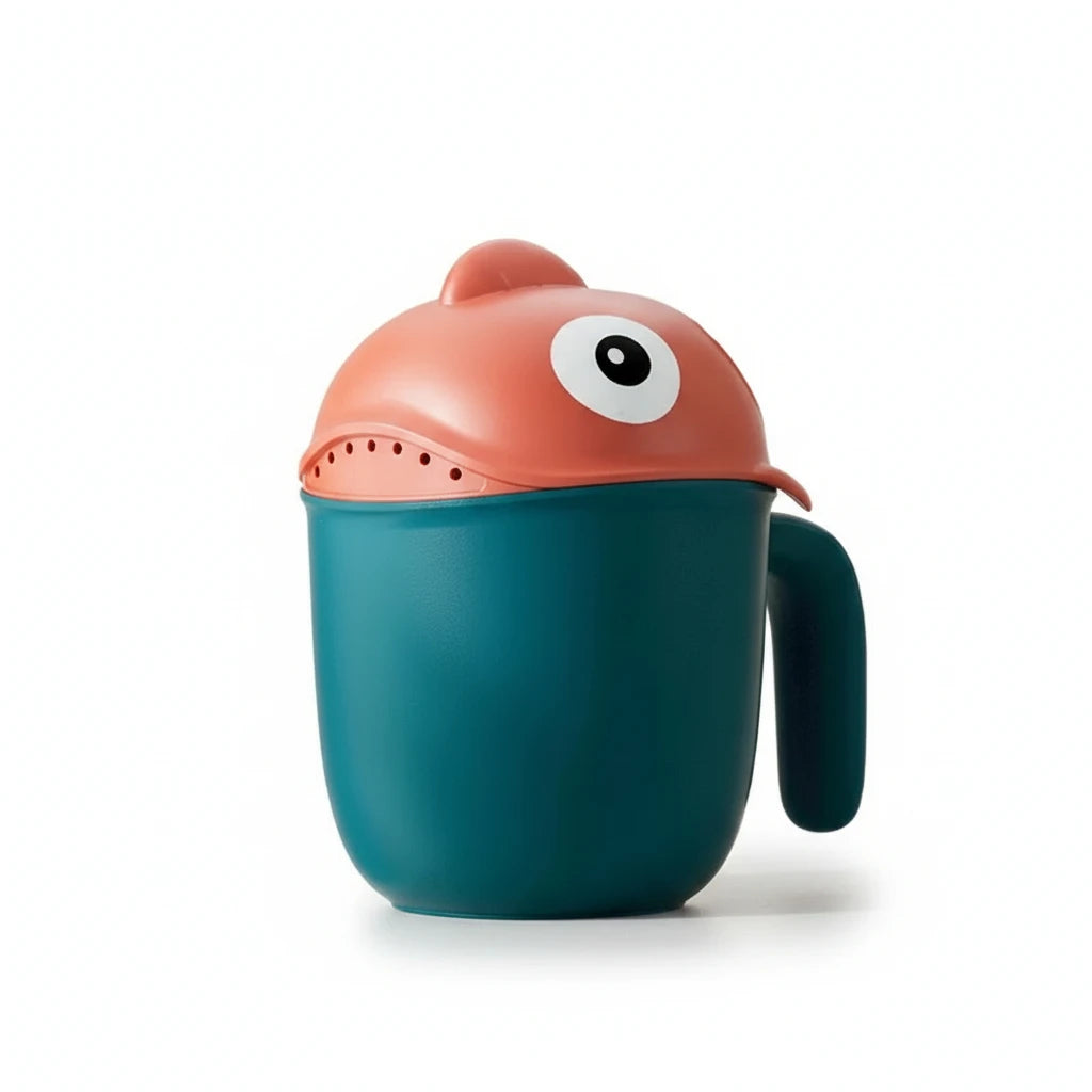 Pommeau de douche bébé Boobo vert et corail, design ludique et ergonomique