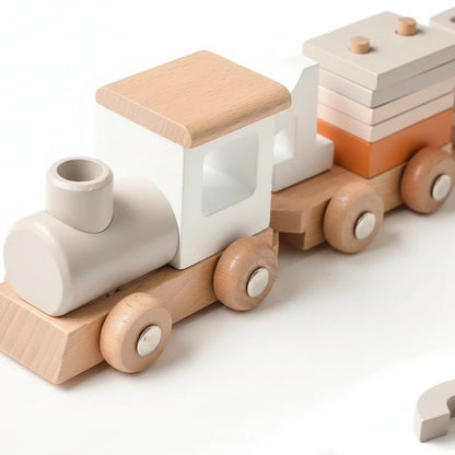 Détails du train Montessori en bois et chiffres Boobo