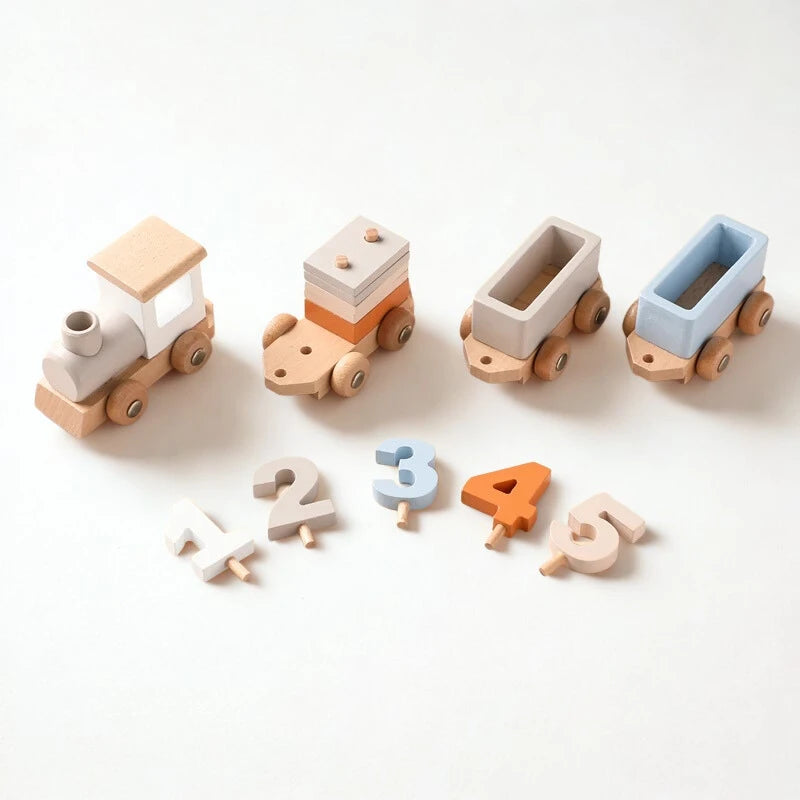 Train Montessori en bois avec chiffres et wagons éducatifs Boobo