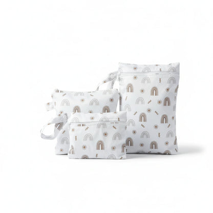 Set de 3 trousses de toilette bébé imperméables Boobo motif arc-en-ciel