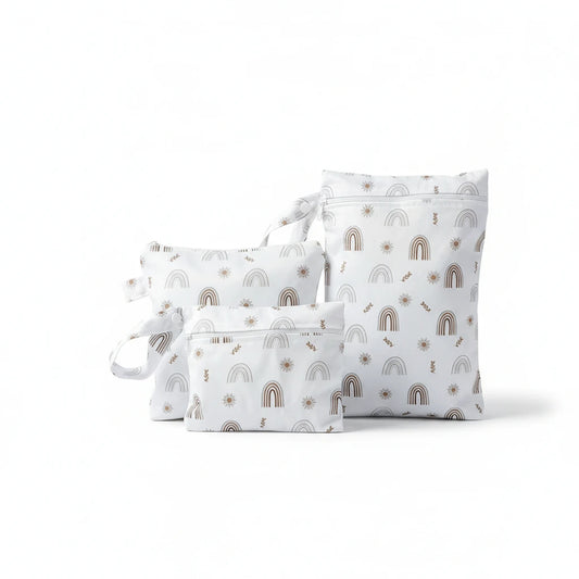 Set de 3 trousses de toilette bébé imperméables Boobo motif arc-en-ciel