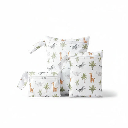 Set de 3 trousses de toilette bébé imperméables Boobo motif safari