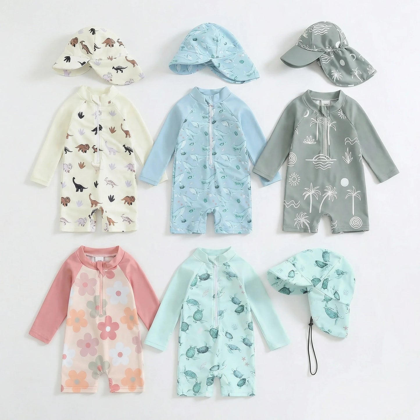 Combinaison Anti-UV Bébé + Chapeau Assorti – Protection Soleil UPF50+